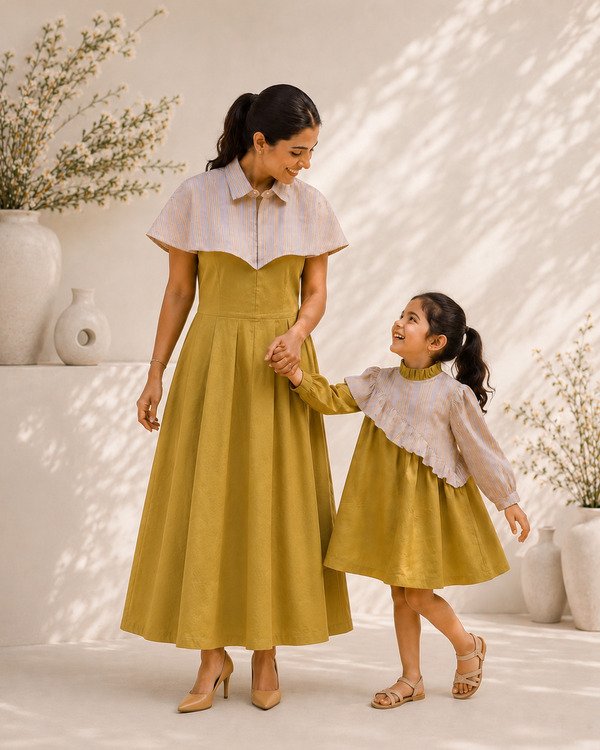 The Sage Cape Panel Dress