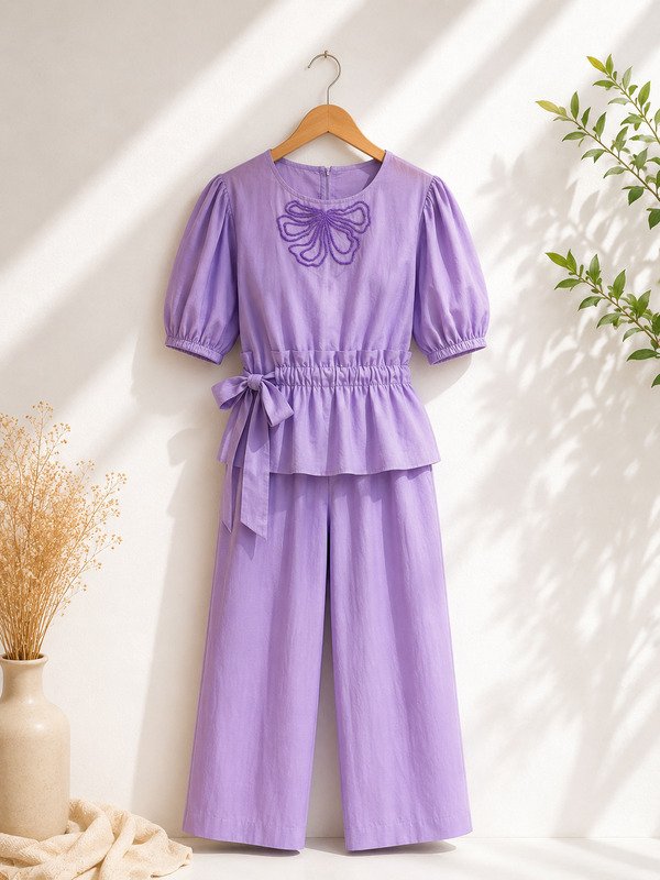 Lilac Bloom Co-ord Set (colour - dark blue / lavendar]