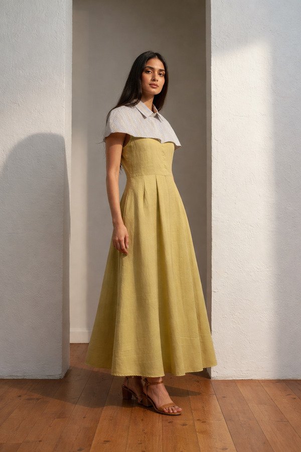 The Sage Cape Panel Dress