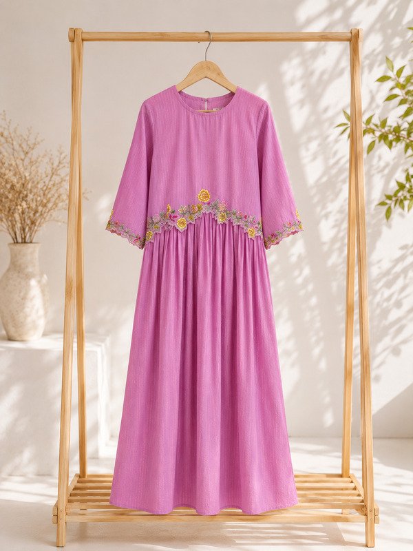 Pink Prism Gathered Dress