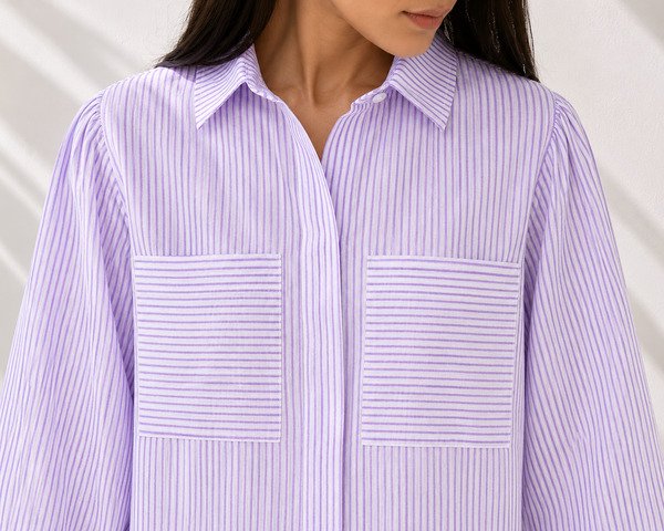 Lilac Handblock Striped Lounge set