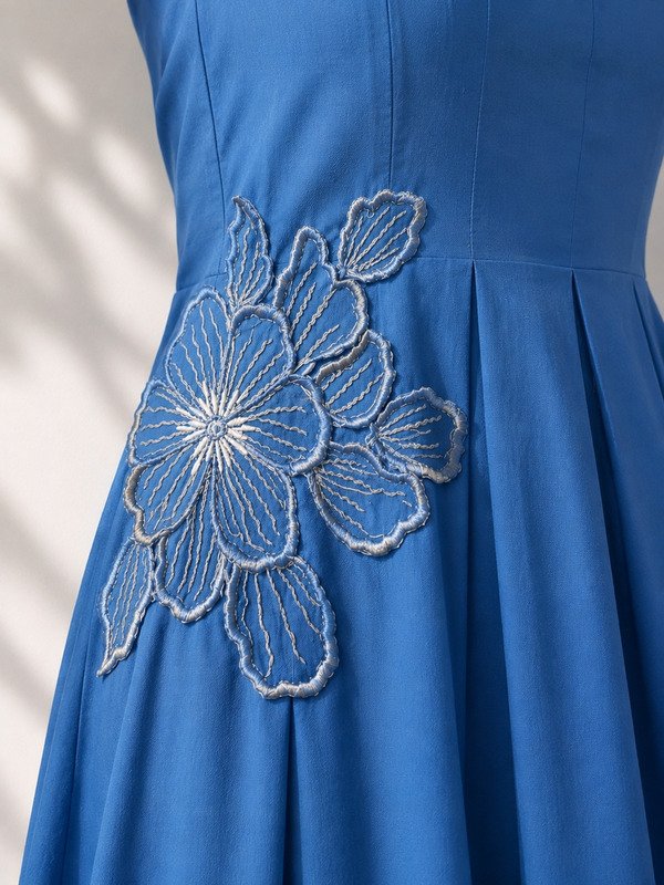 Azure Breeze Pleated embellished dress