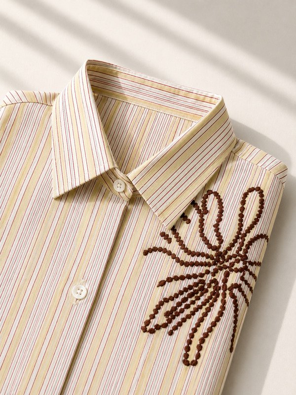 Sage Handblock Shirt with Striped patch pants