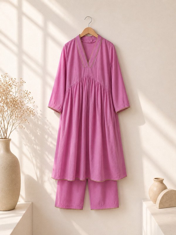 Pink Prism flared kurta pants