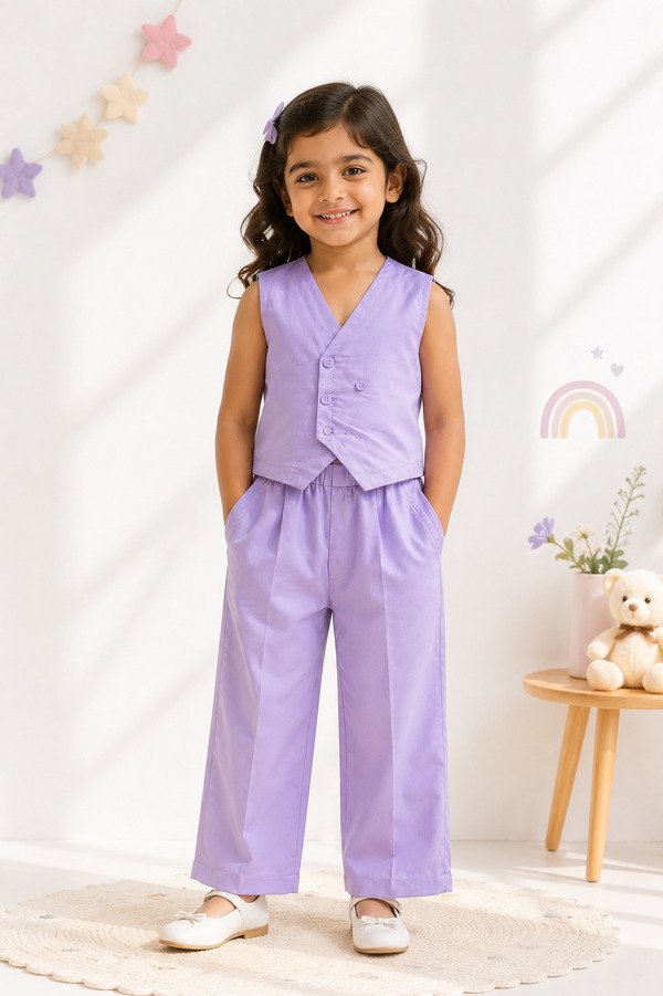 Lilac Bloom Co-ord Set (colour - dark blue / lavendar]