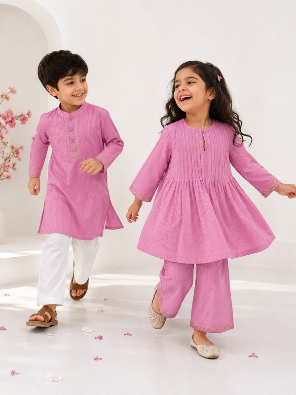 Girls Pink Pinstripe set
