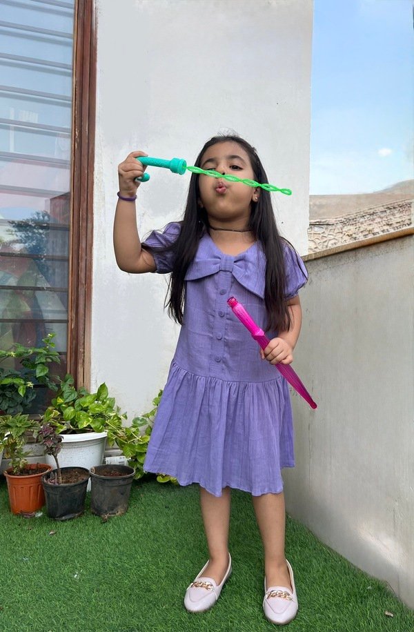 Lilac Bow collar dress