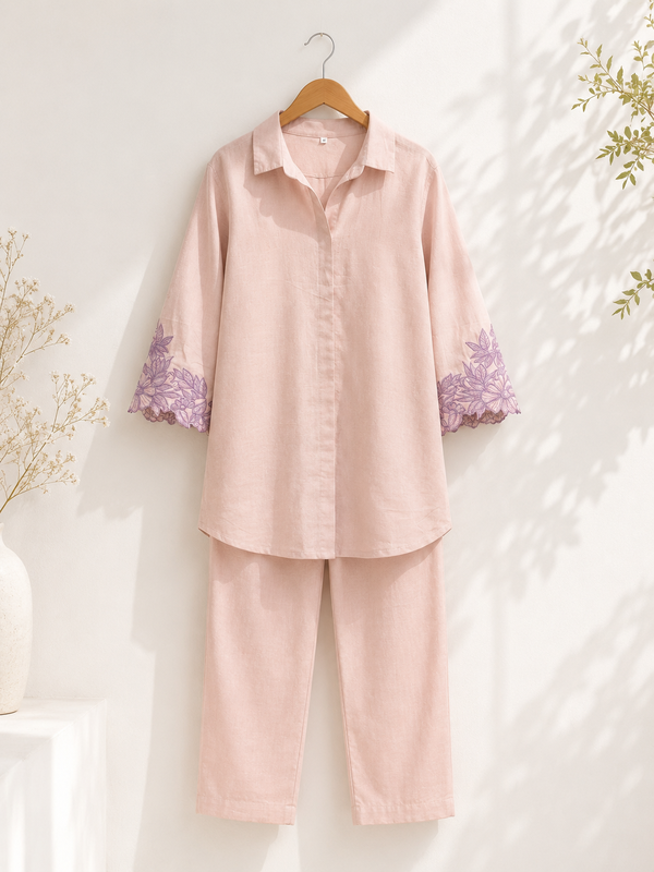 Blush Bloom Linen co-ord set