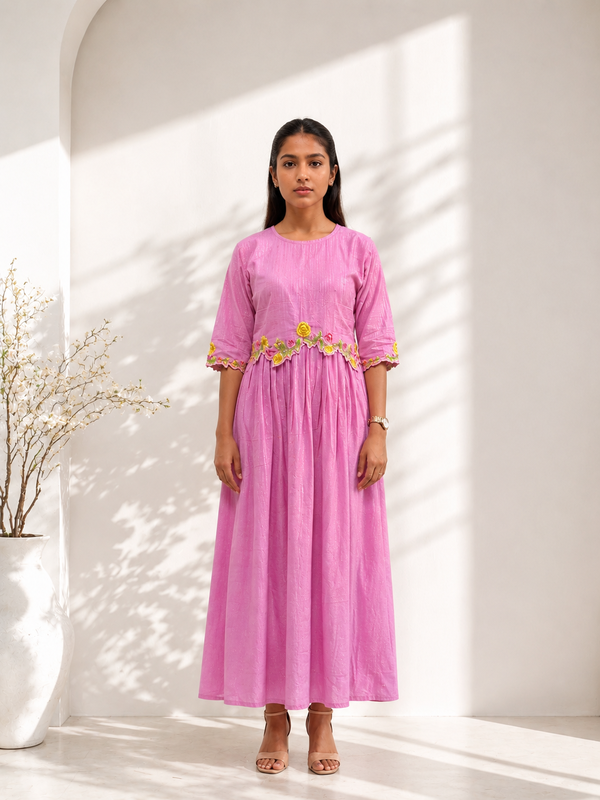 Pink Prism Gathered Dress
