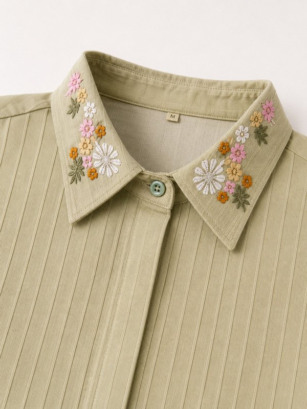 Botanical Pleated Linen Dress